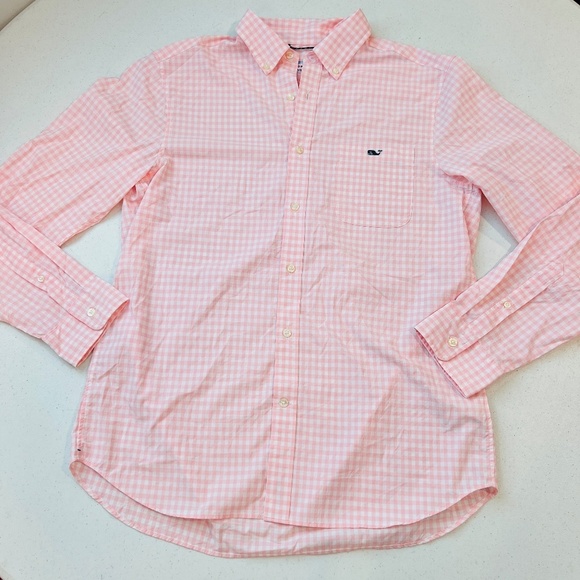 Vineyard Vines Other - NWOT Vineyard Vine OTG Performance M Long Sleeve Shirt Gingham Pink White